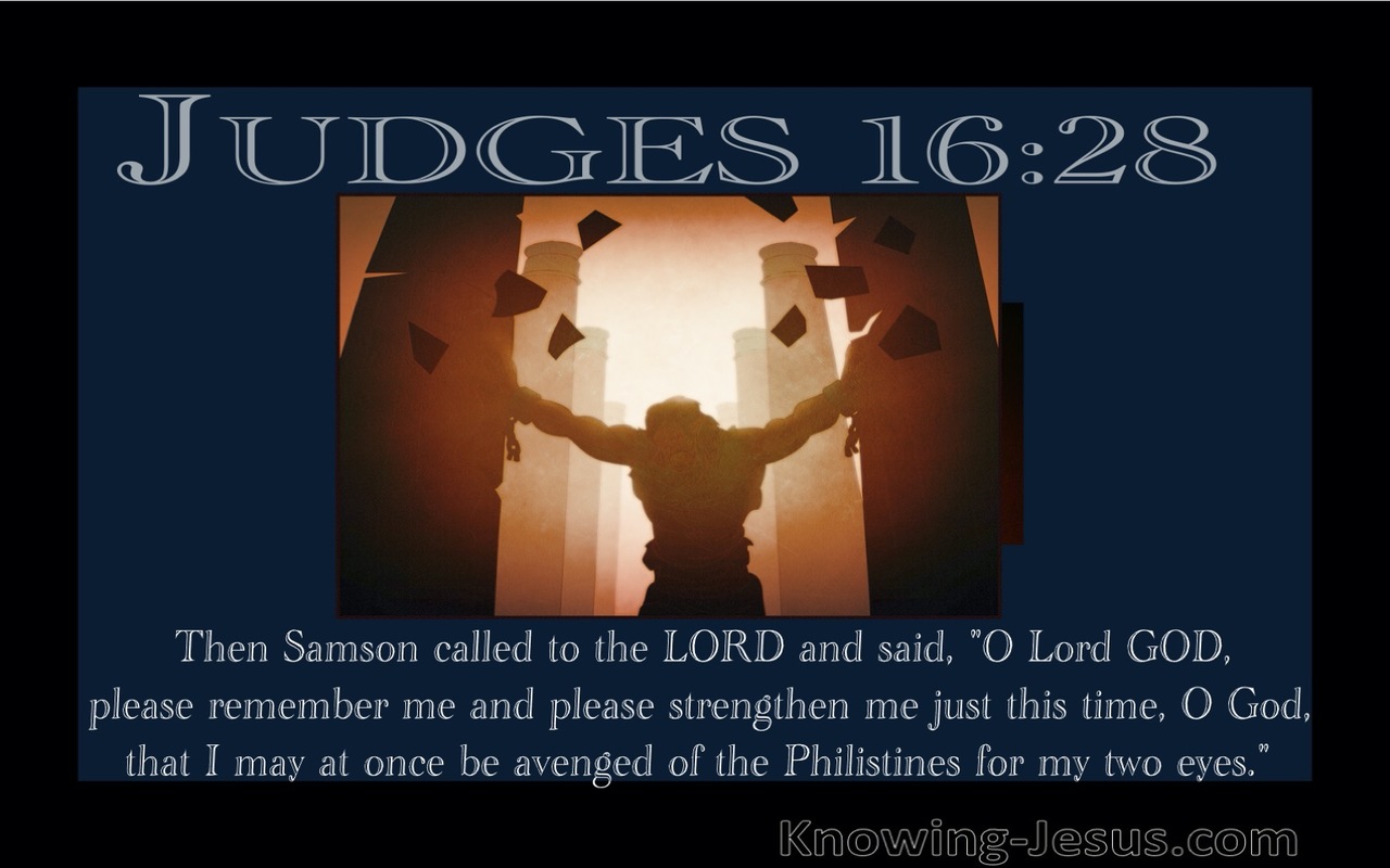 Judges 16:28 Samson Called To The Lord (blue)